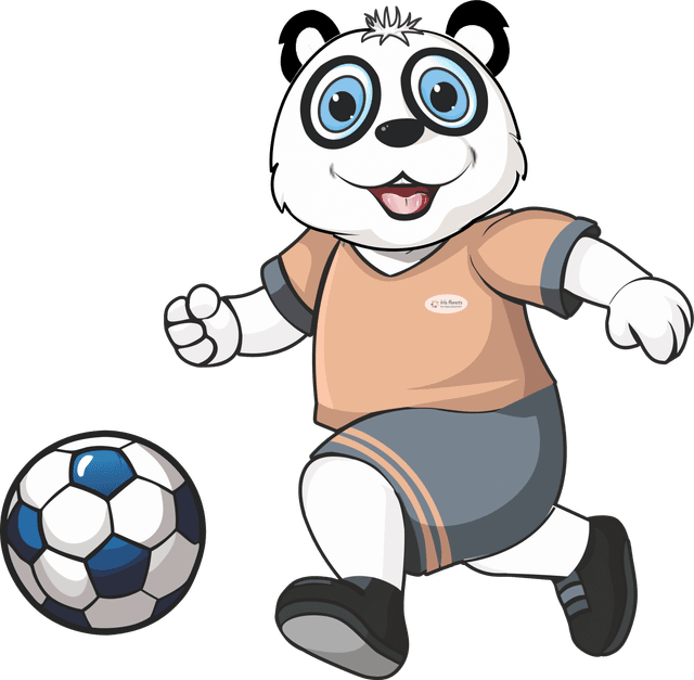 Iro the Happy Panda playing football